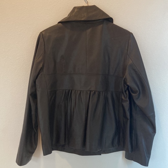 Kenar genuine leather jacket with cute peplum 10 chocolate brown - Picture 6 of 9